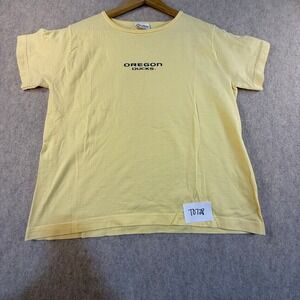 Vintage Oregon Ducks T Shirt Womens Medium Yellow The Cotton Exchange USA